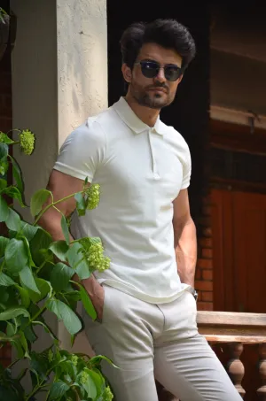 Perry Slim Fit Ecru Polo Tees