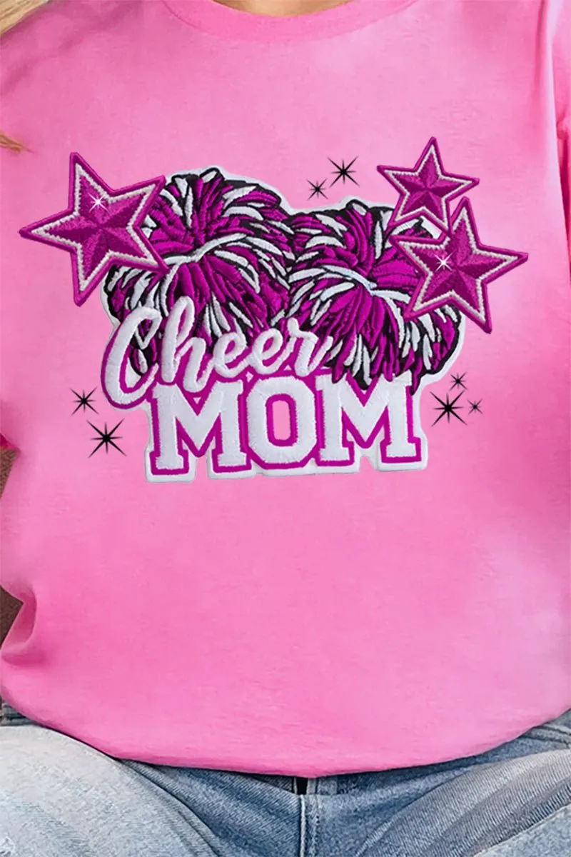 Pink Cheer Mom Short Sleeve Relaxed Fit T-Shirt