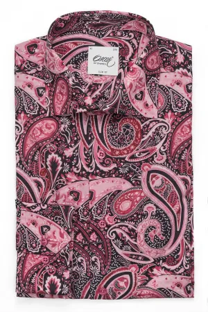 Pink paisley printed regular fit shirt