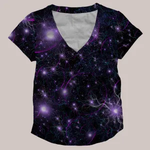 Psychedelic V-Neck Shirt (UV/RGB, Eco-Friendly, Womens) | LANIAKEA