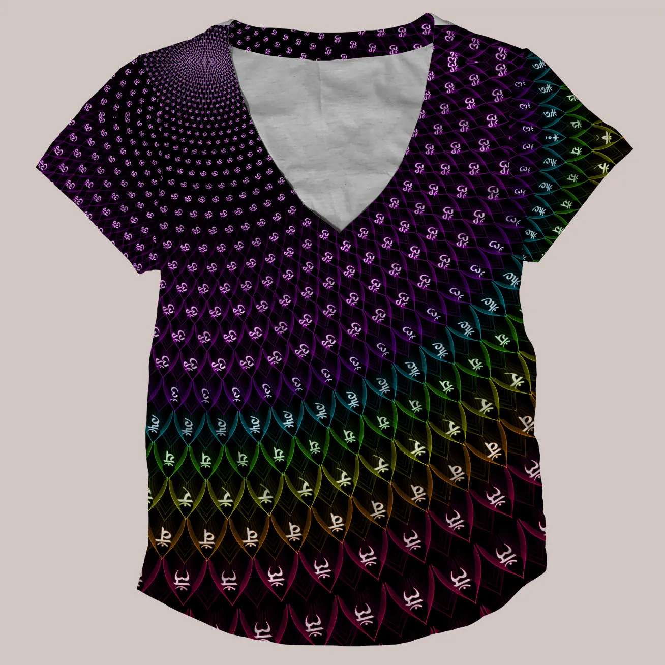 Psychedelic V-Neck Shirt (UV/RGB, Eco-Friendly, Womens) | SAHASRARA