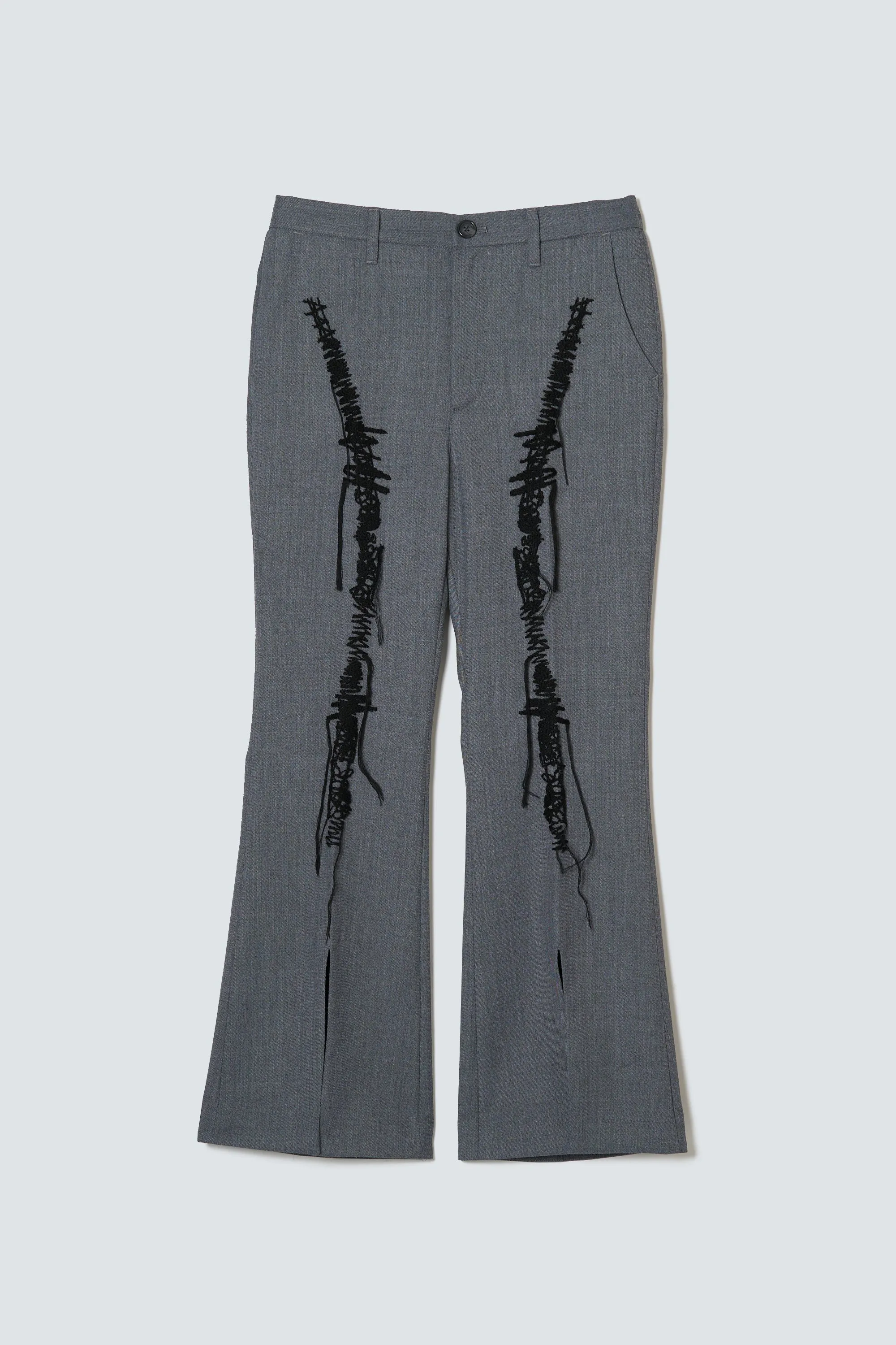 "Anonymous Embroidery  Slit Flare Pants / TW"(Black Red)