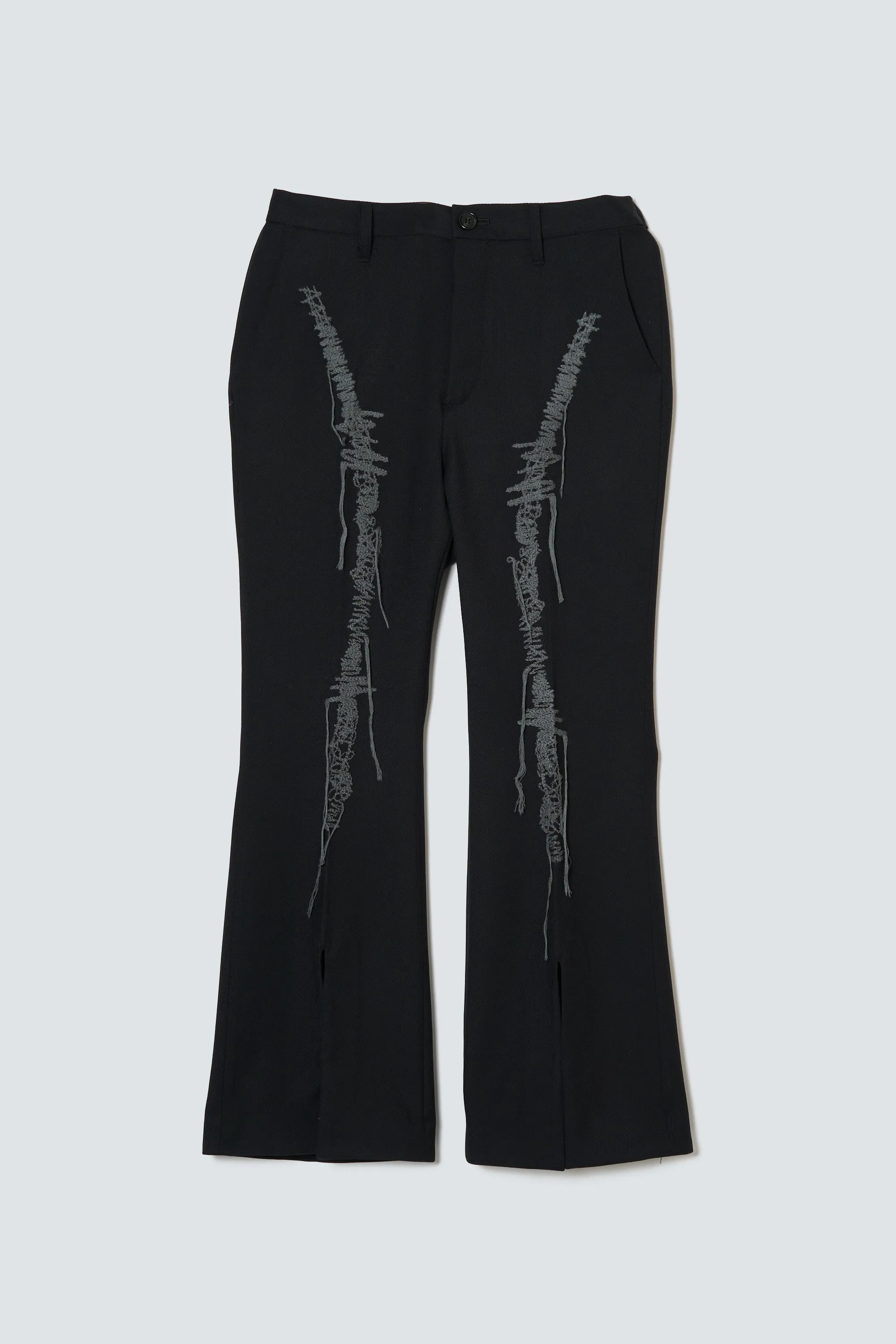 "Anonymous Embroidery  Slit Flare Pants / TW"(Black Red)