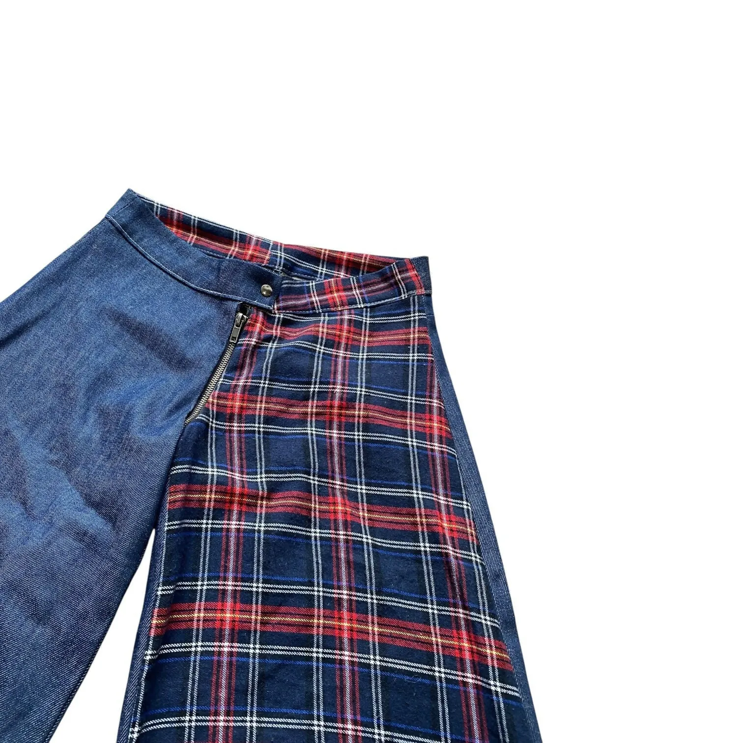 Raw Denim Plaid Hybrid Full Zip Jorts (28 Waist)