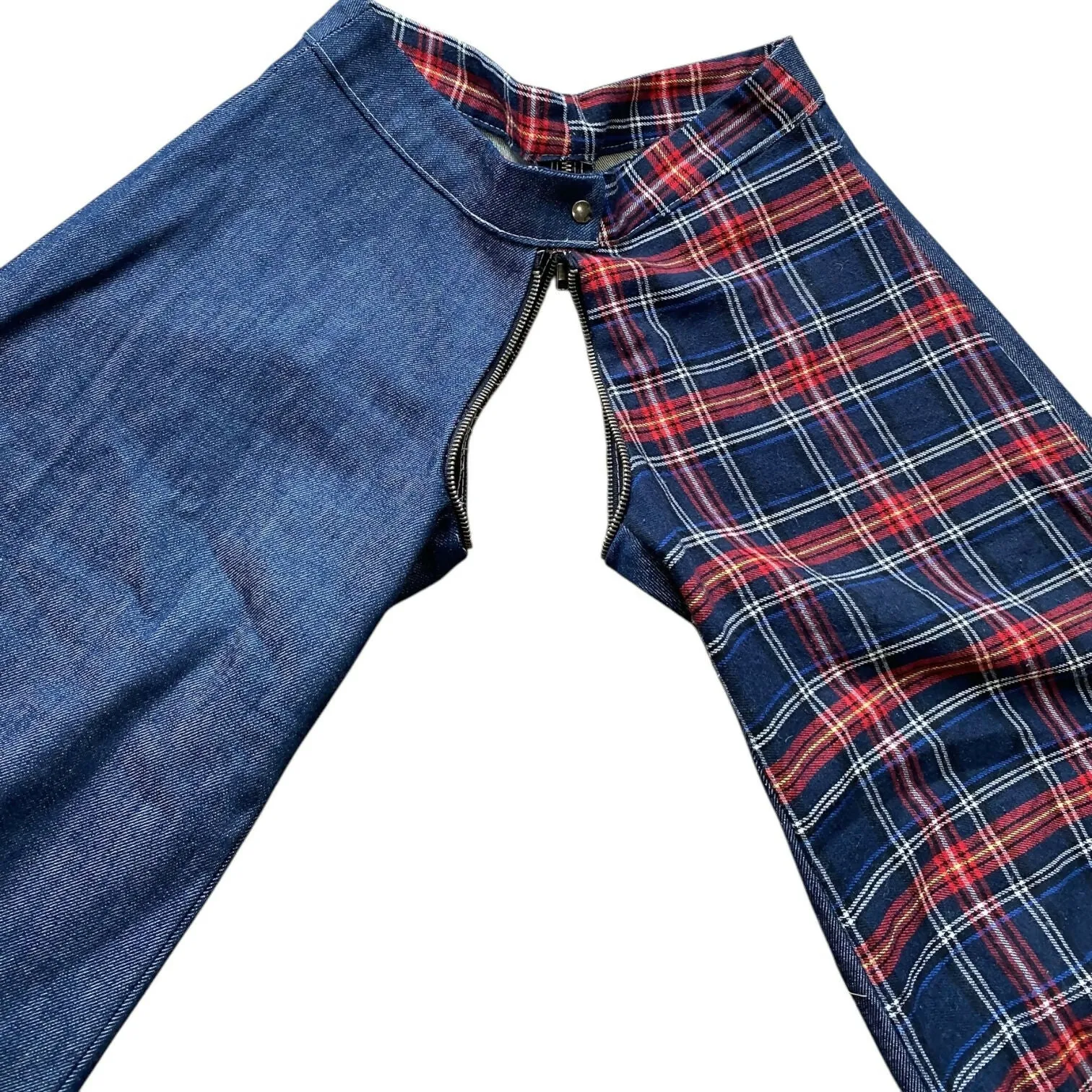 Raw Denim Plaid Hybrid Full Zip Jorts (28 Waist)
