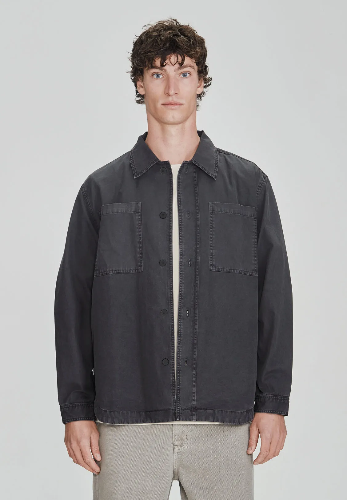 RELAXED FIT OVERSHIRT, VINTAGE GREY
