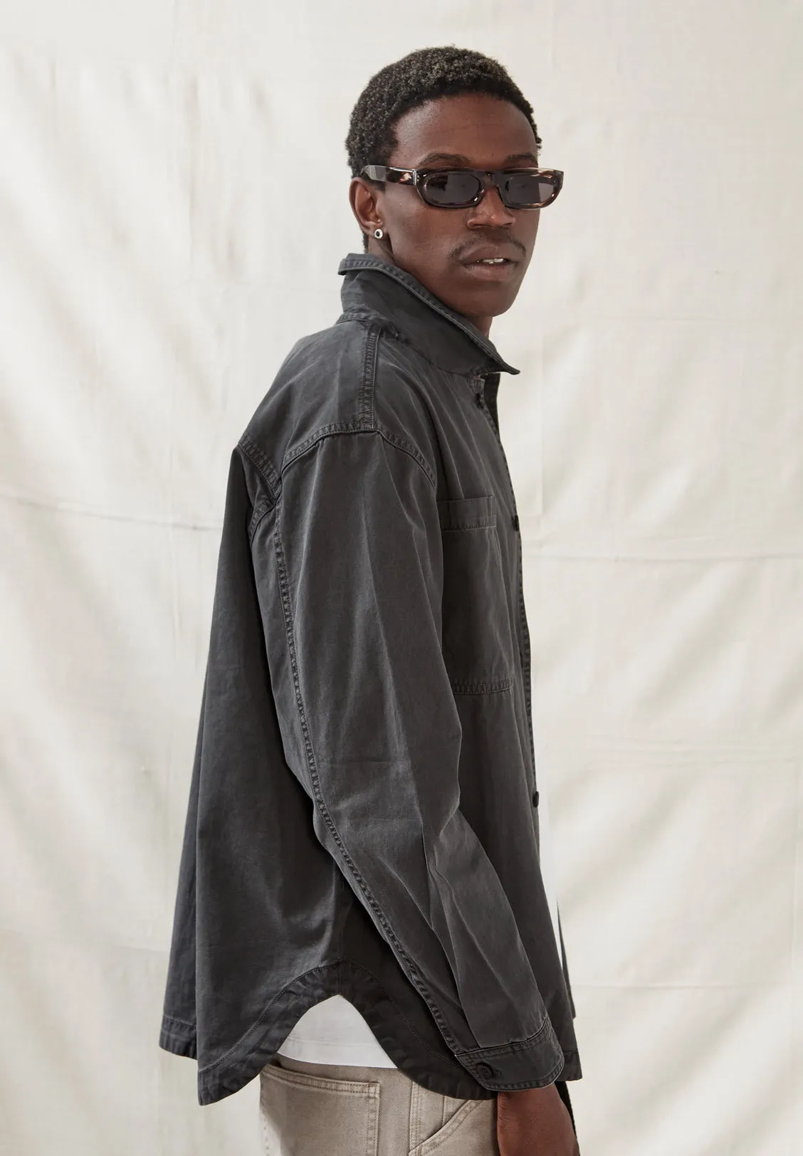 RELAXED FIT OVERSHIRT, VINTAGE GREY