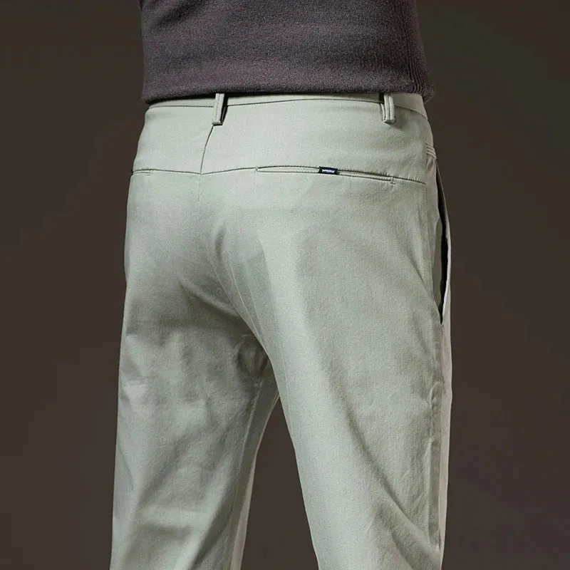 Slim Casual Pants Elastic Smooth Breathable Fashion Business Trousers