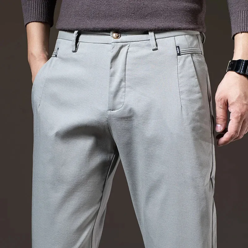 Slim Casual Pants Elastic Smooth Breathable Fashion Business Trousers