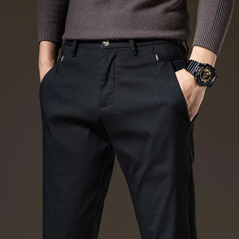 Slim Casual Pants Elastic Smooth Breathable Fashion Business Trousers
