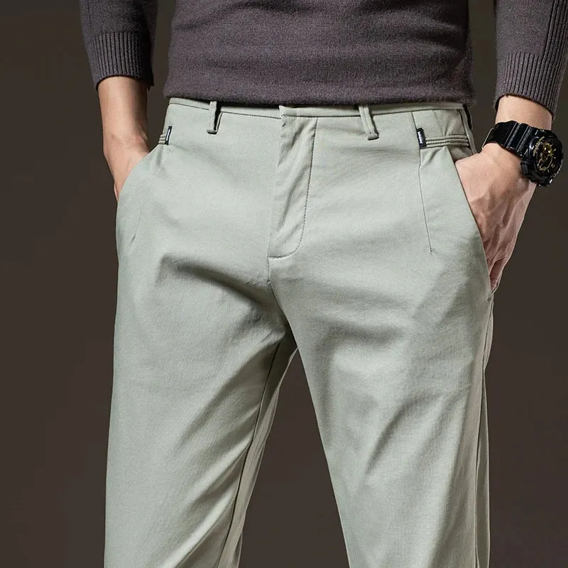 Slim Casual Pants Elastic Smooth Breathable Fashion Business Trousers