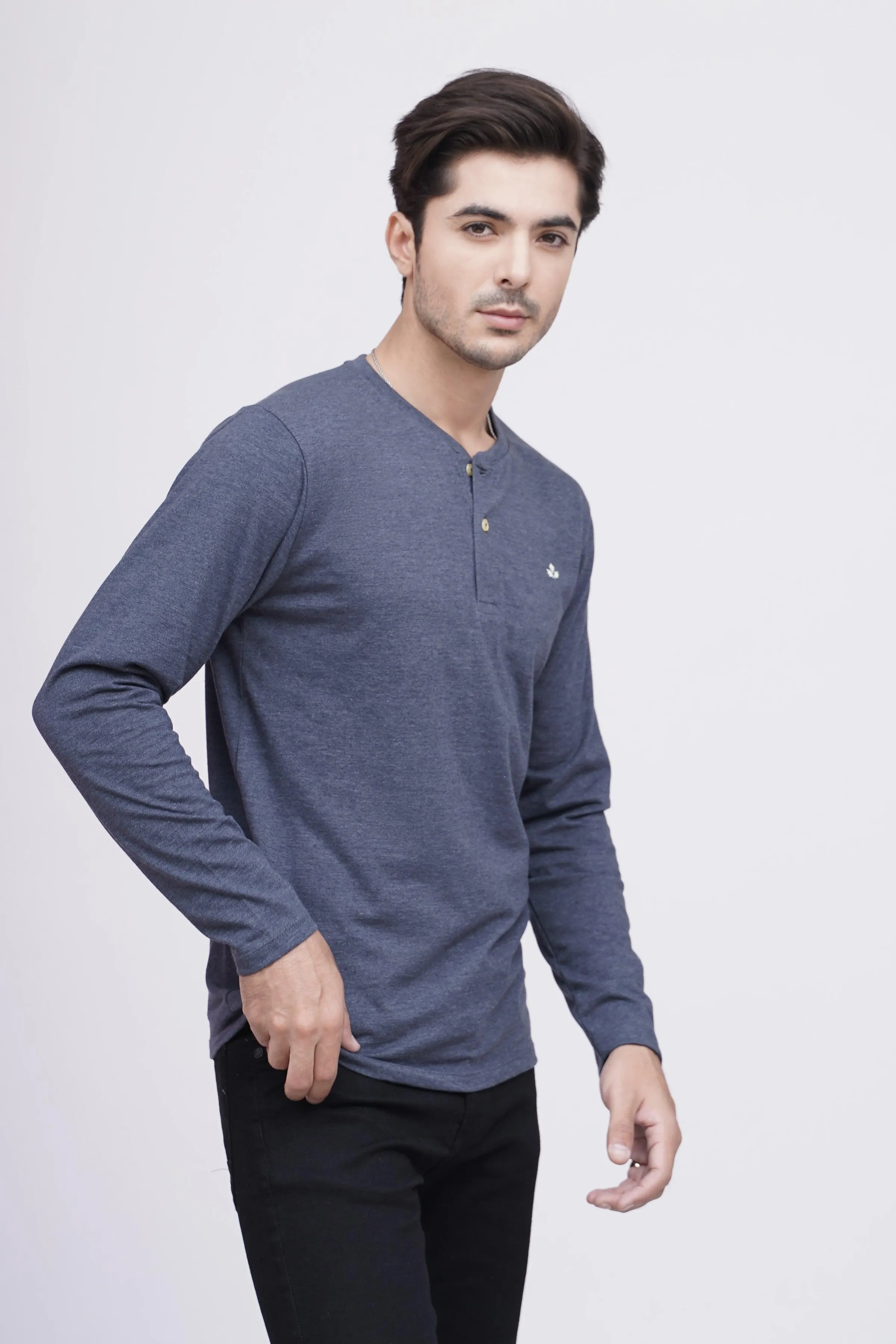 T SHIRT HENLY F/S BLUE MAROON