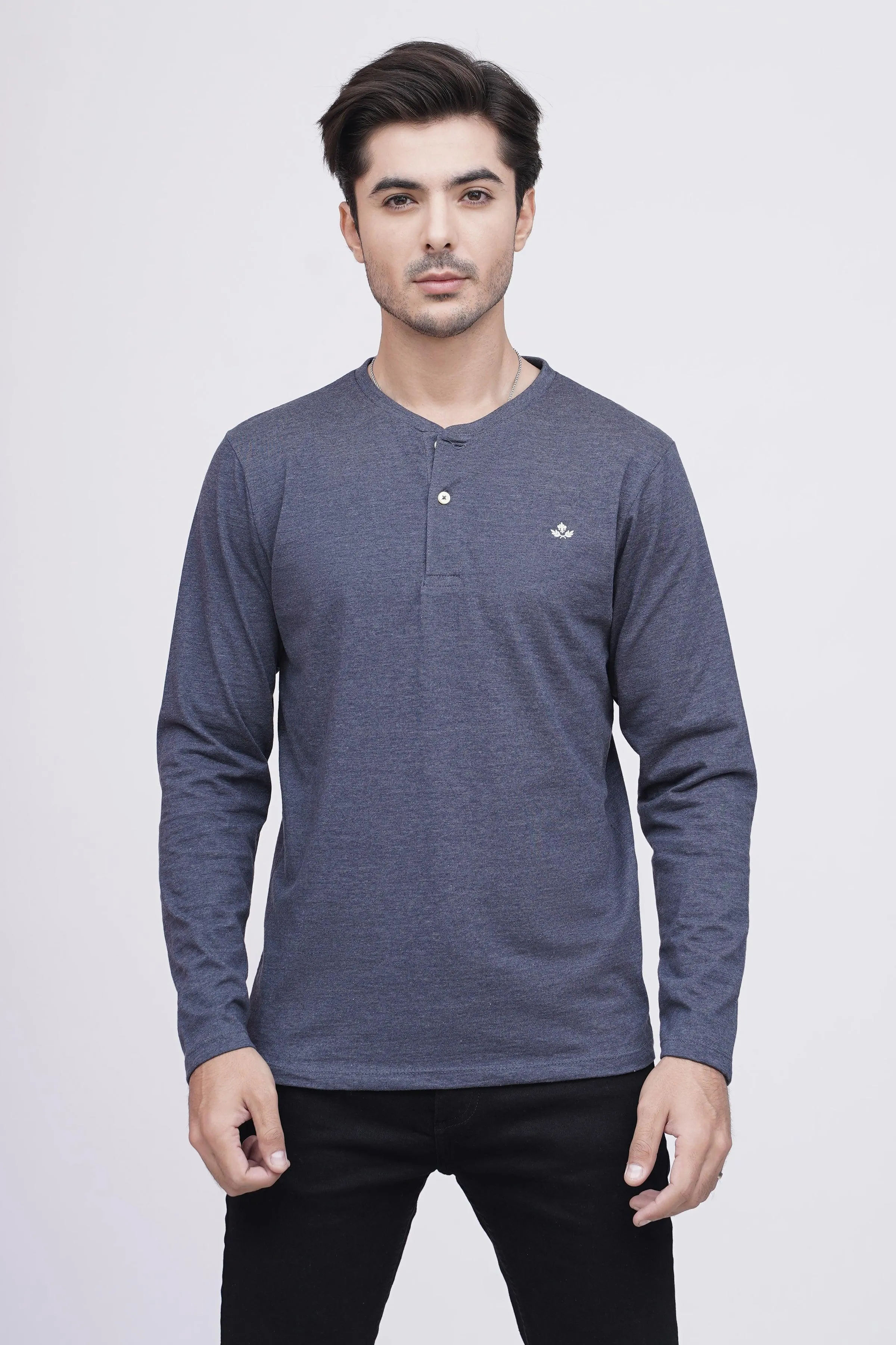 T SHIRT HENLY F/S BLUE MAROON