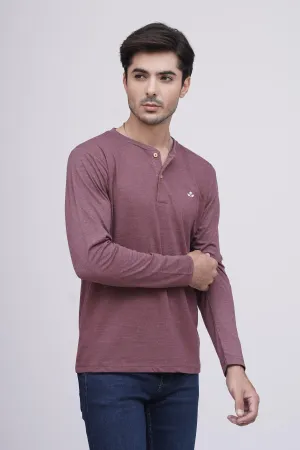 T SHIRT HENLY F/S MAROON MELANGE