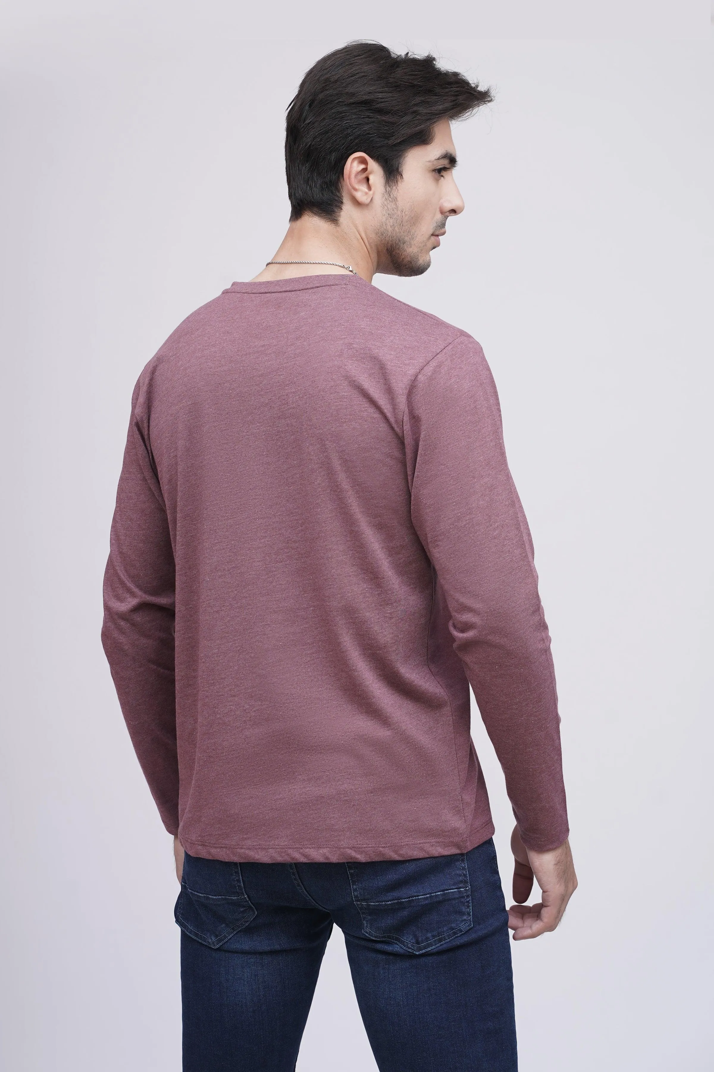 T SHIRT HENLY F/S MAROON MELANGE