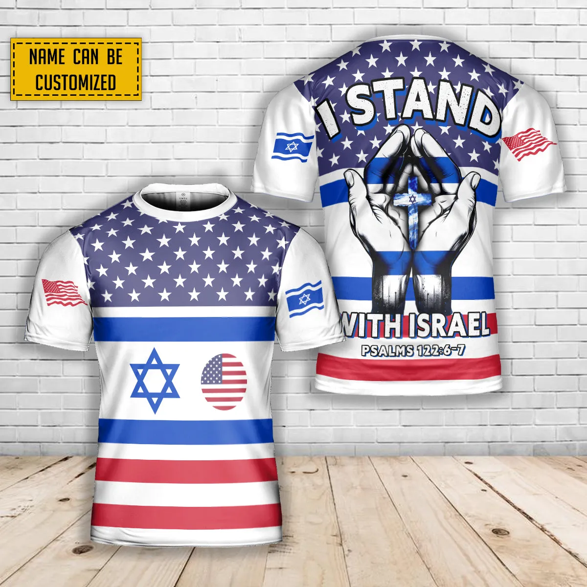 Teesdily | Israel Personalized 3D Tshirt, I Stand With Israel 3D Shirt, Jesus Lovers Gifts, Israel All Over Print Shirt