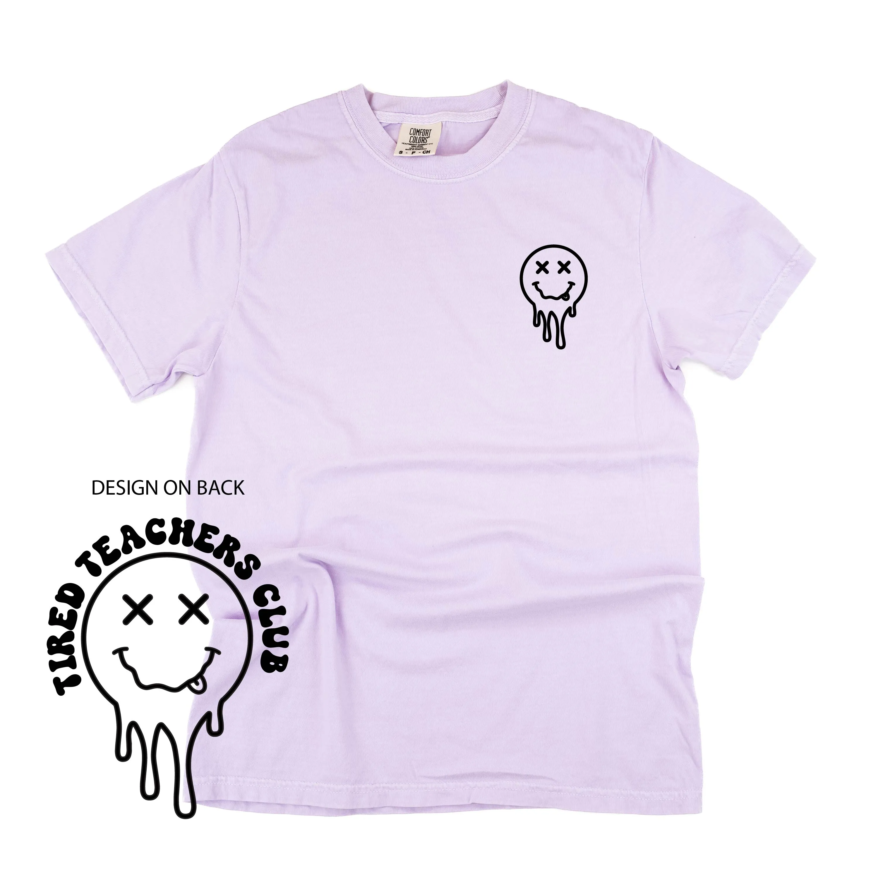 TIRED TEACHERS CLUB - (w/ Pocket Melty X) - SHORT SLEEVE COMFORT COLORS TEE