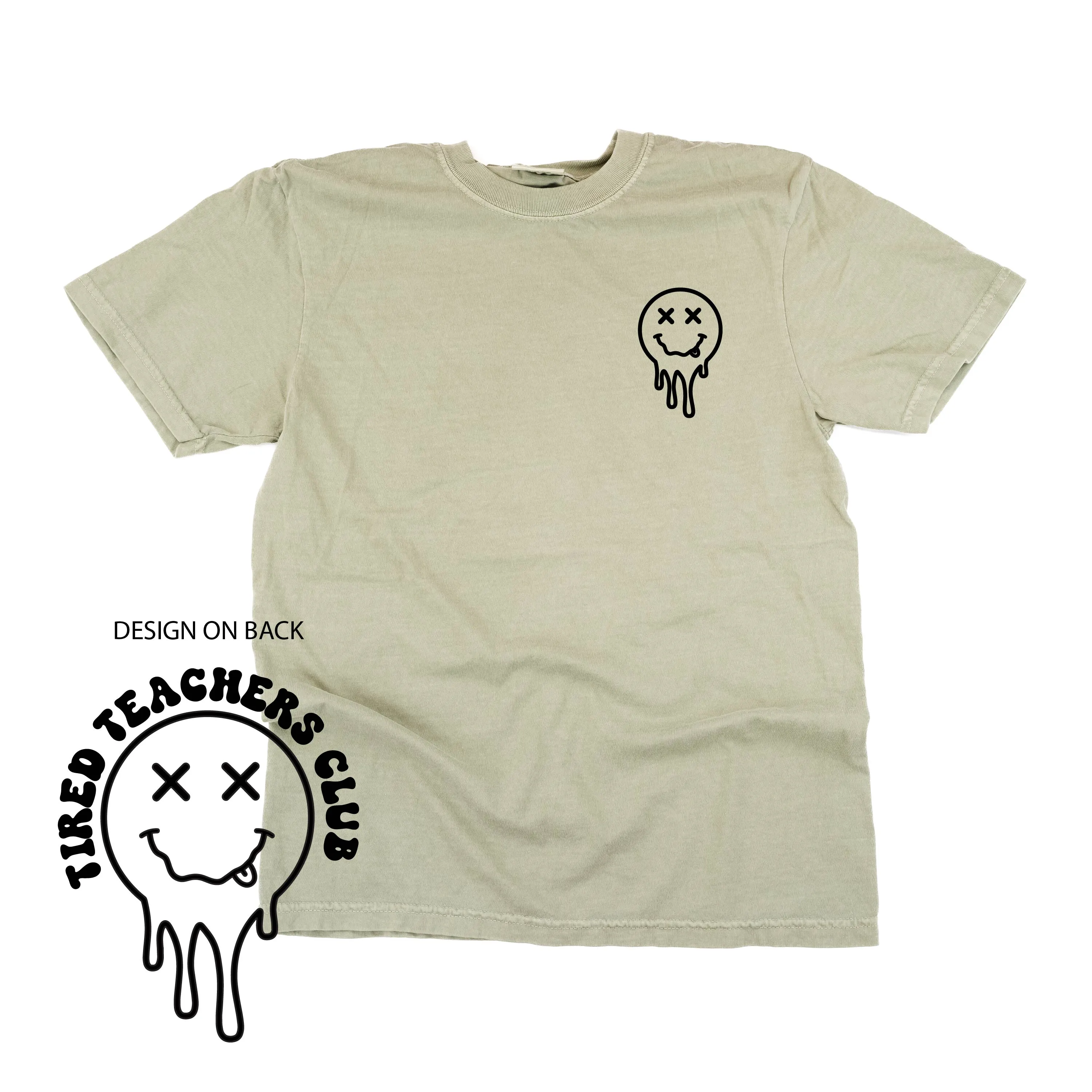 TIRED TEACHERS CLUB - (w/ Pocket Melty X) - SHORT SLEEVE COMFORT COLORS TEE