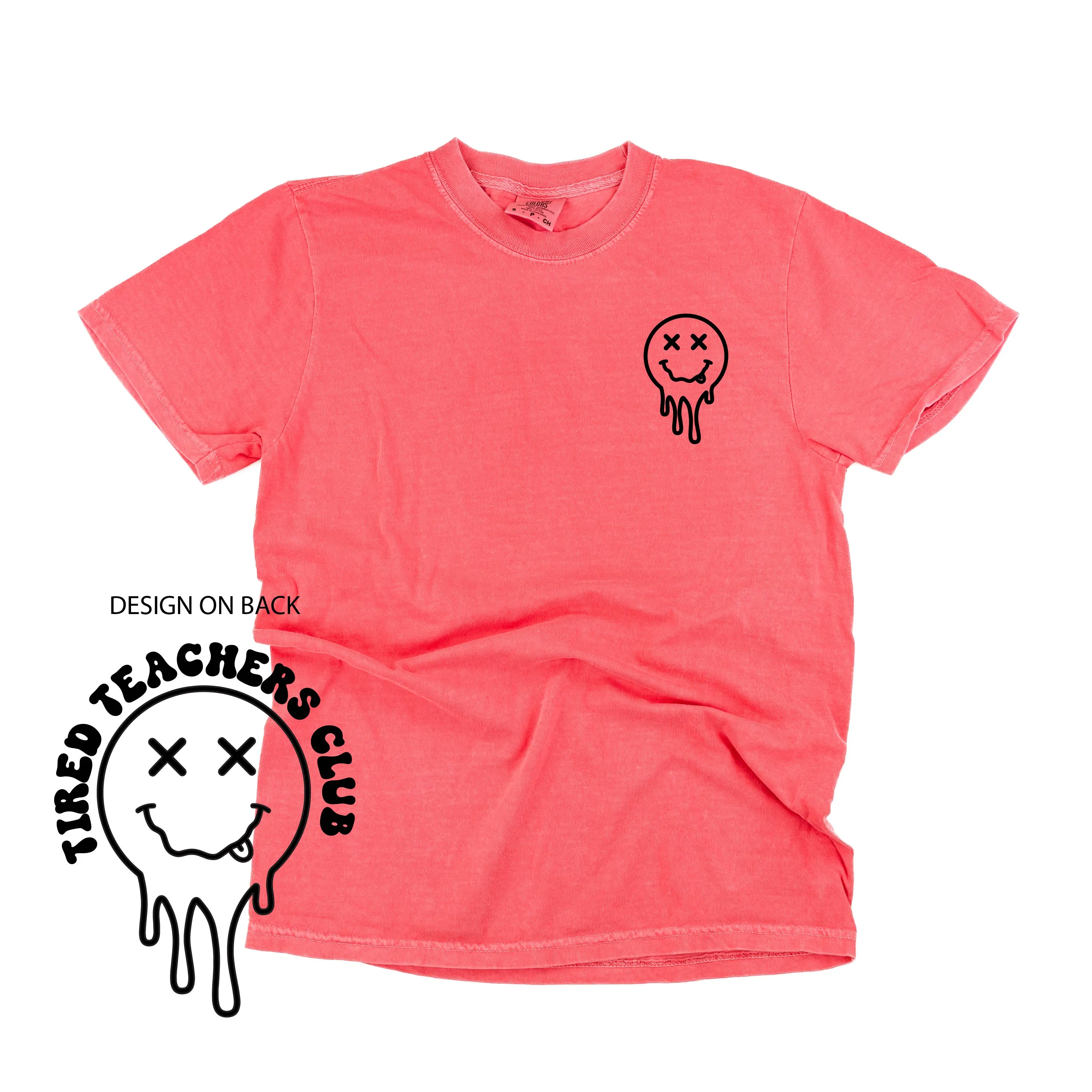 TIRED TEACHERS CLUB - (w/ Pocket Melty X) - SHORT SLEEVE COMFORT COLORS TEE