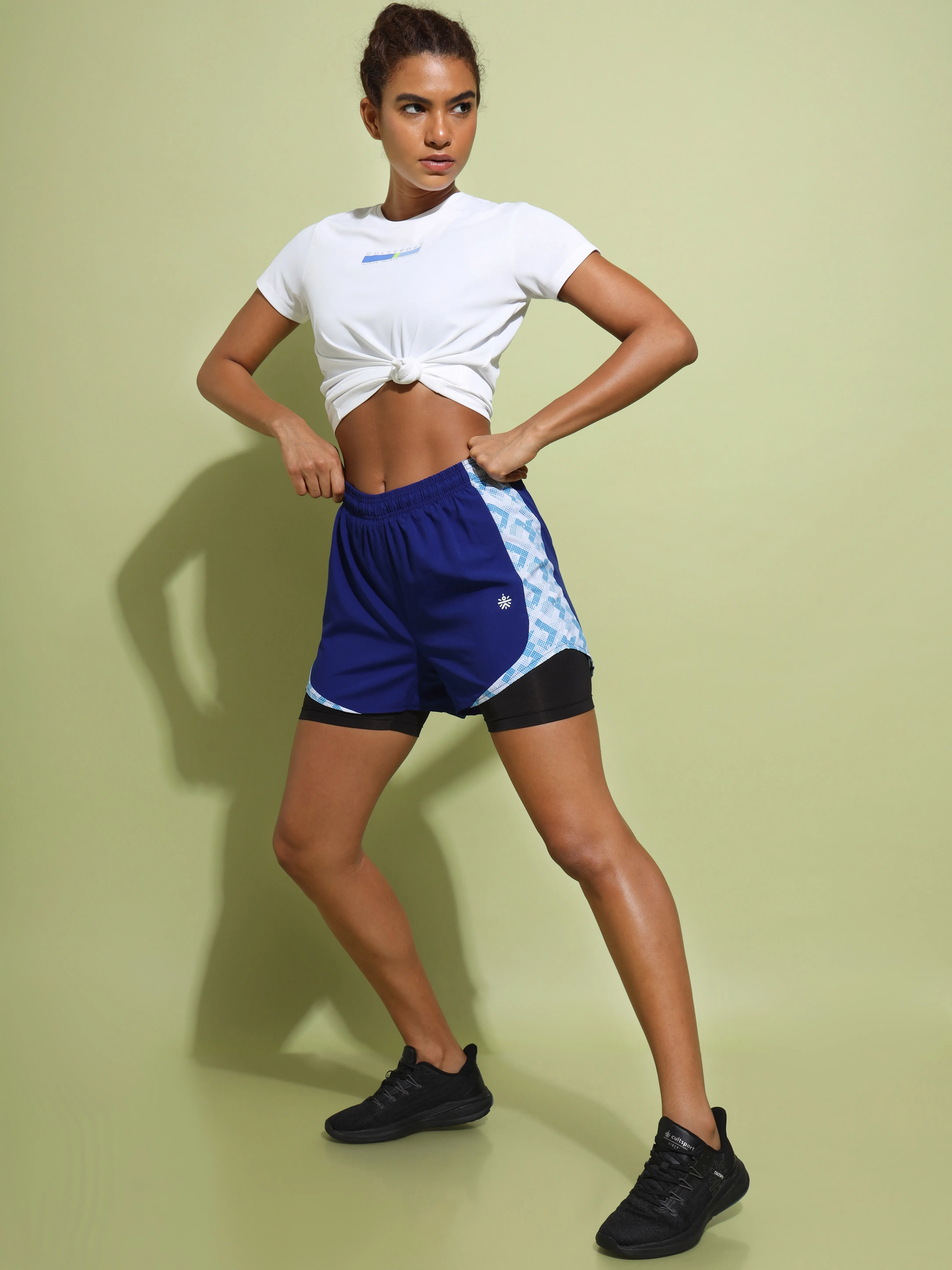 Tonal Side Print Active Short with Inner Tights