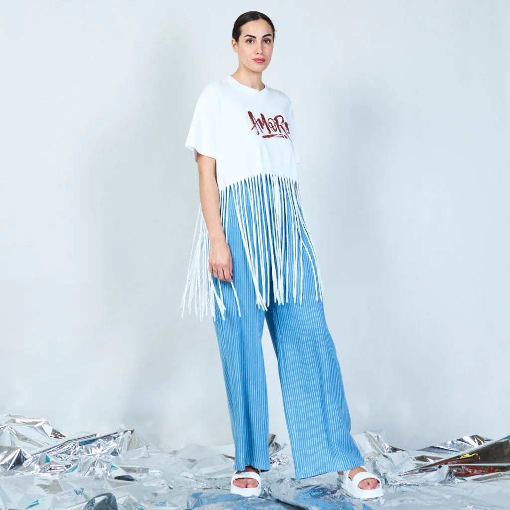 Vibrant "Amore" graphic fringe t-shirt wholesale