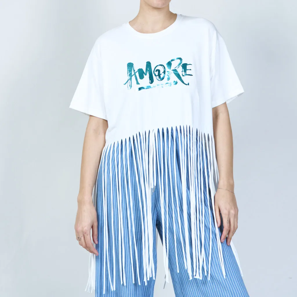 Vibrant "Amore" graphic fringe t-shirt wholesale