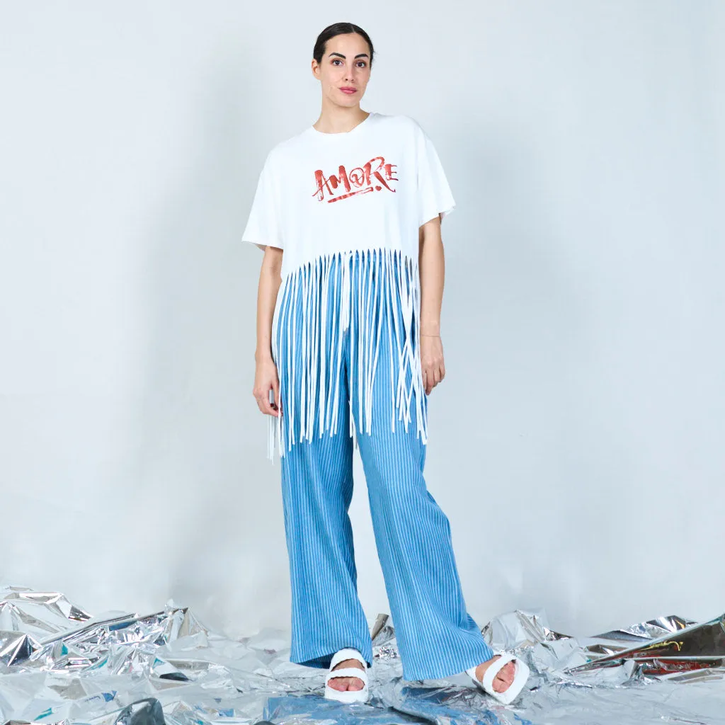 Vibrant "Amore" graphic fringe t-shirt wholesale