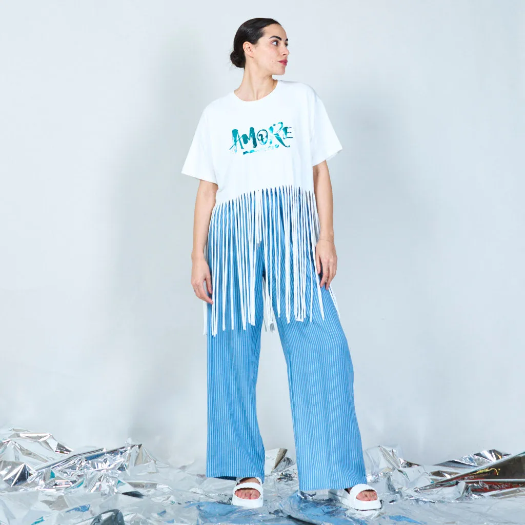 Vibrant "Amore" graphic fringe t-shirt wholesale