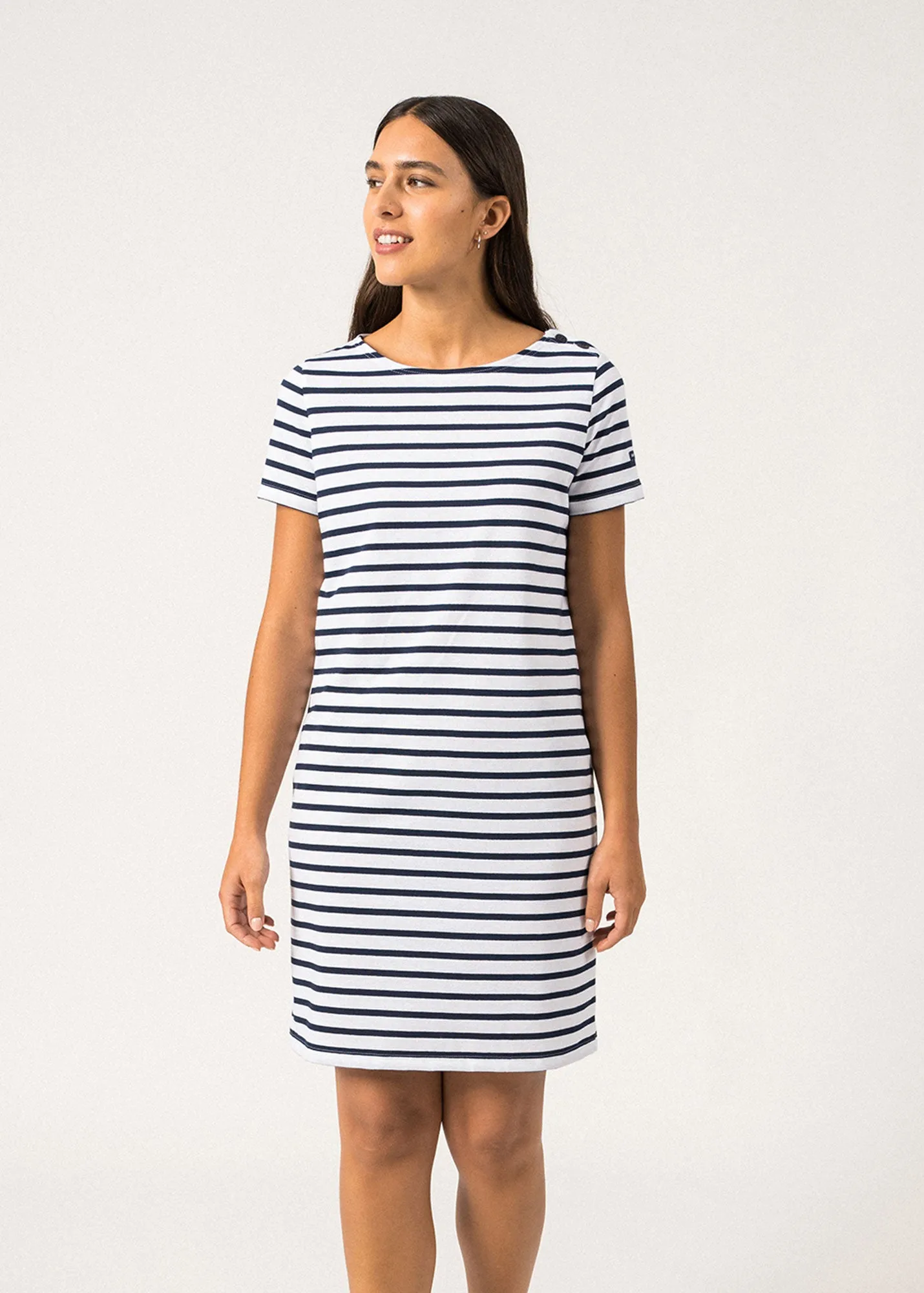 Villefranche Striped Dress  cotton (NEIGE/MARINE)