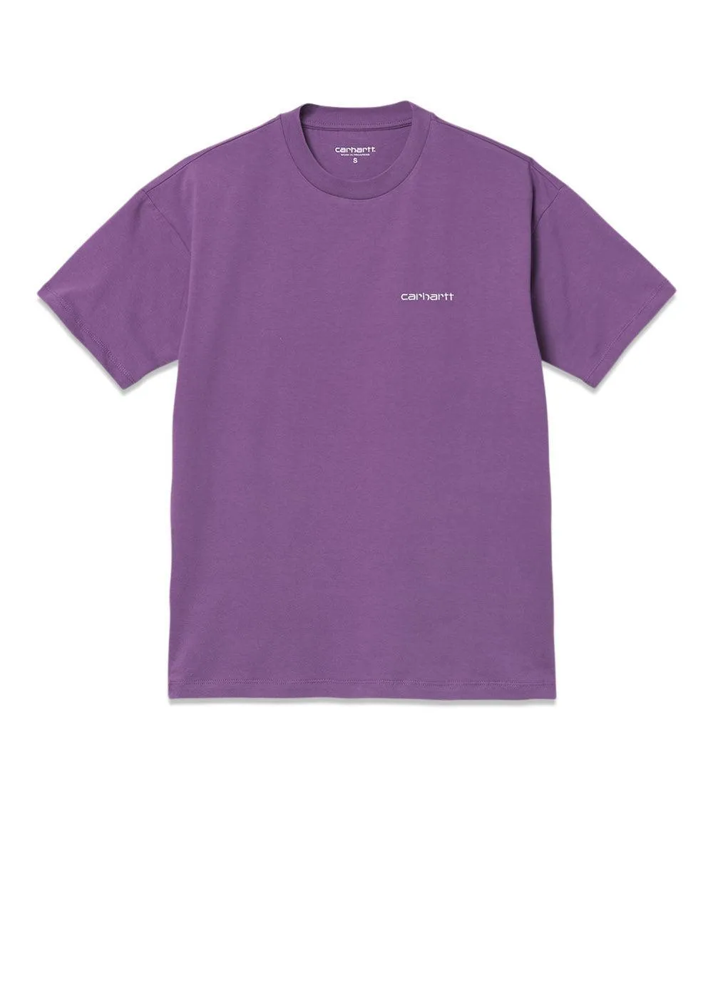 W' S/S Script Embroidery T-S - Aster / White