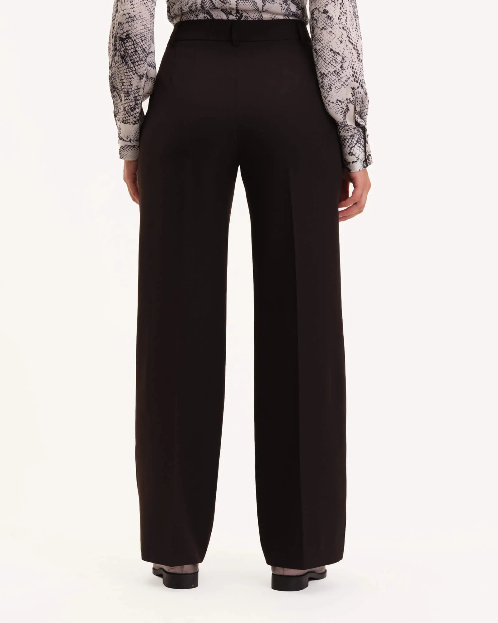 Wide Leg Creased Fly Front Pant