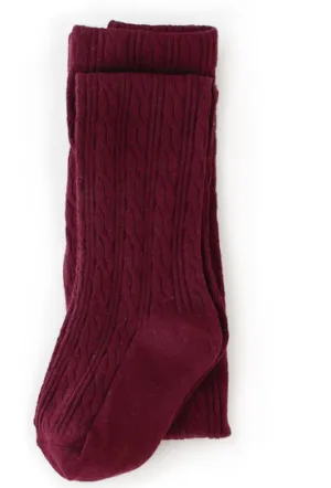 Wine Cable Knit Tights
