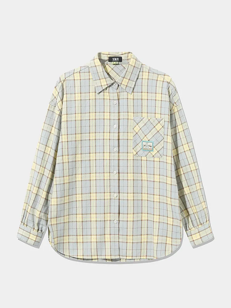 Women's 100% Cotton Yarn-Dyed Plaid Loose Long-Sleeve Shirt