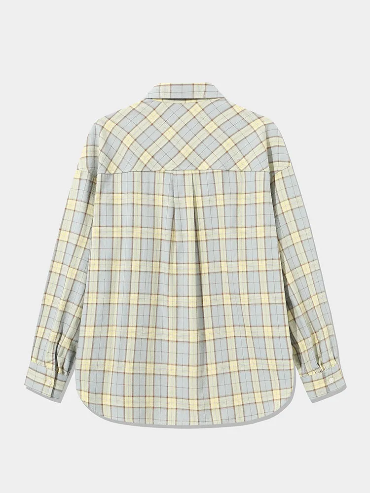 Women's 100% Cotton Yarn-Dyed Plaid Loose Long-Sleeve Shirt