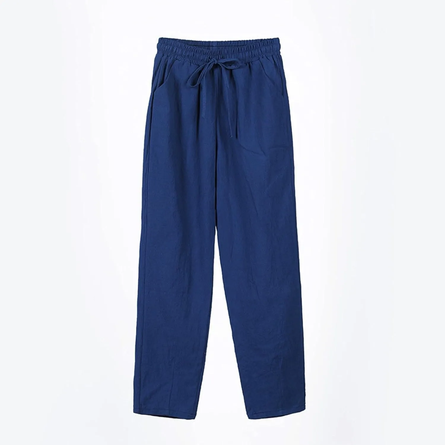Womens Casual Linen Pants Drawstring Loose Fit Summer Pants Trousers with Side Pockets Summer Beach Lounge Pants