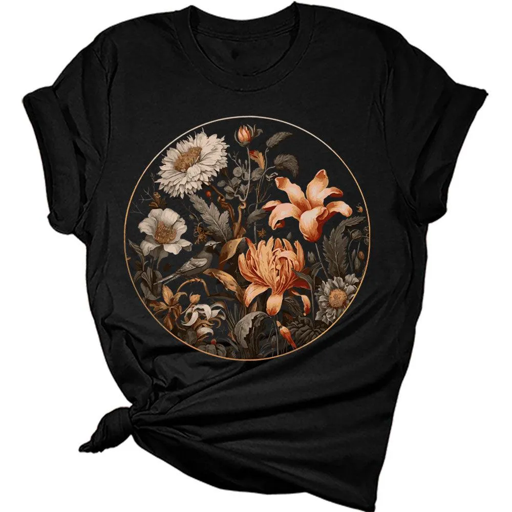 Womens Floral Shirts Trendy Wildflower Vintage Graphic Tees Casual Short Sleeve T Shirts Bella Summer Tops
