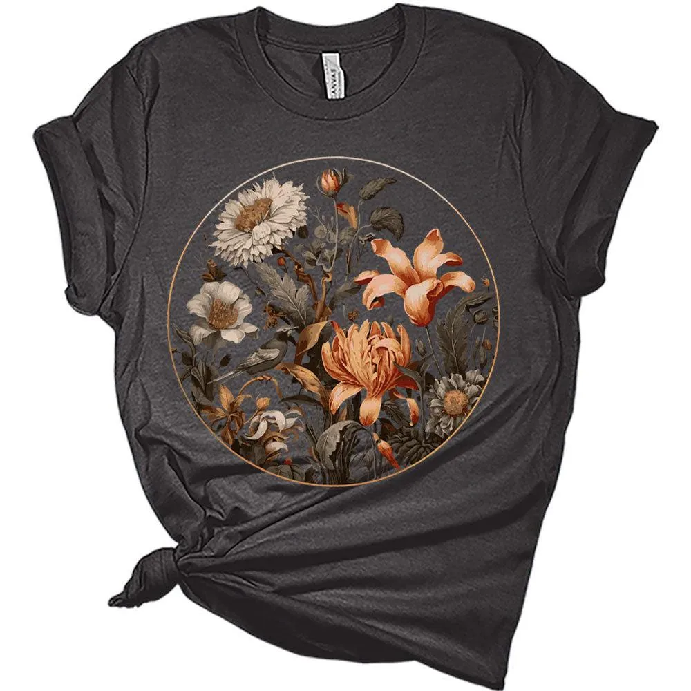 Womens Floral Shirts Trendy Wildflower Vintage Graphic Tees Casual Short Sleeve T Shirts Bella Summer Tops