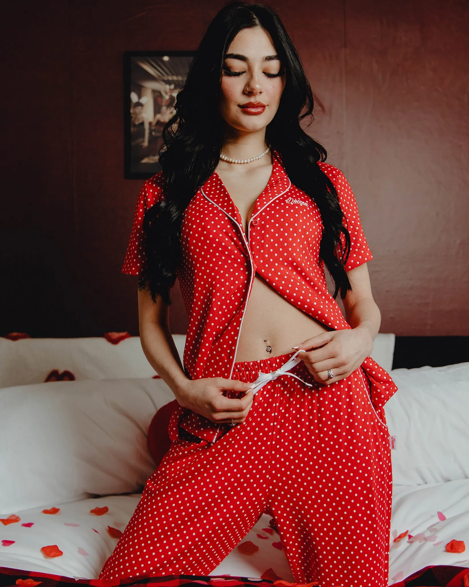 Women's Milton Pajama Pants - Red & White